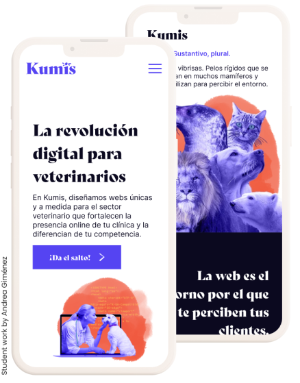 Pantalla de la versión móvil de la web 'Kumis', un proyecto de servicios para veterinarios de la estudiante Andrea Giménez.